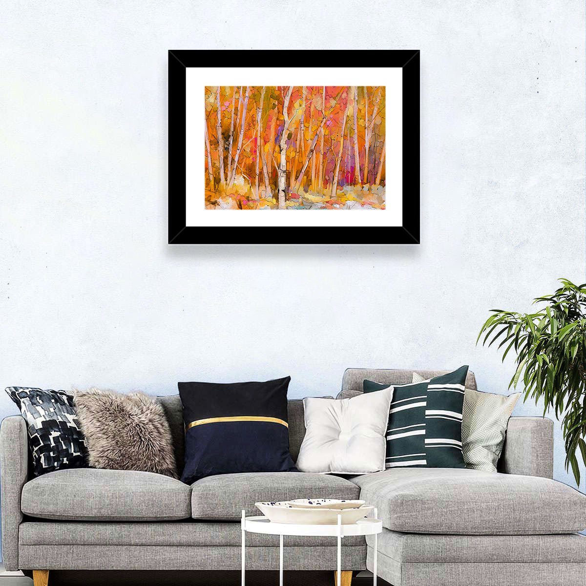 Autumn Birch Grove Painting Wall Art