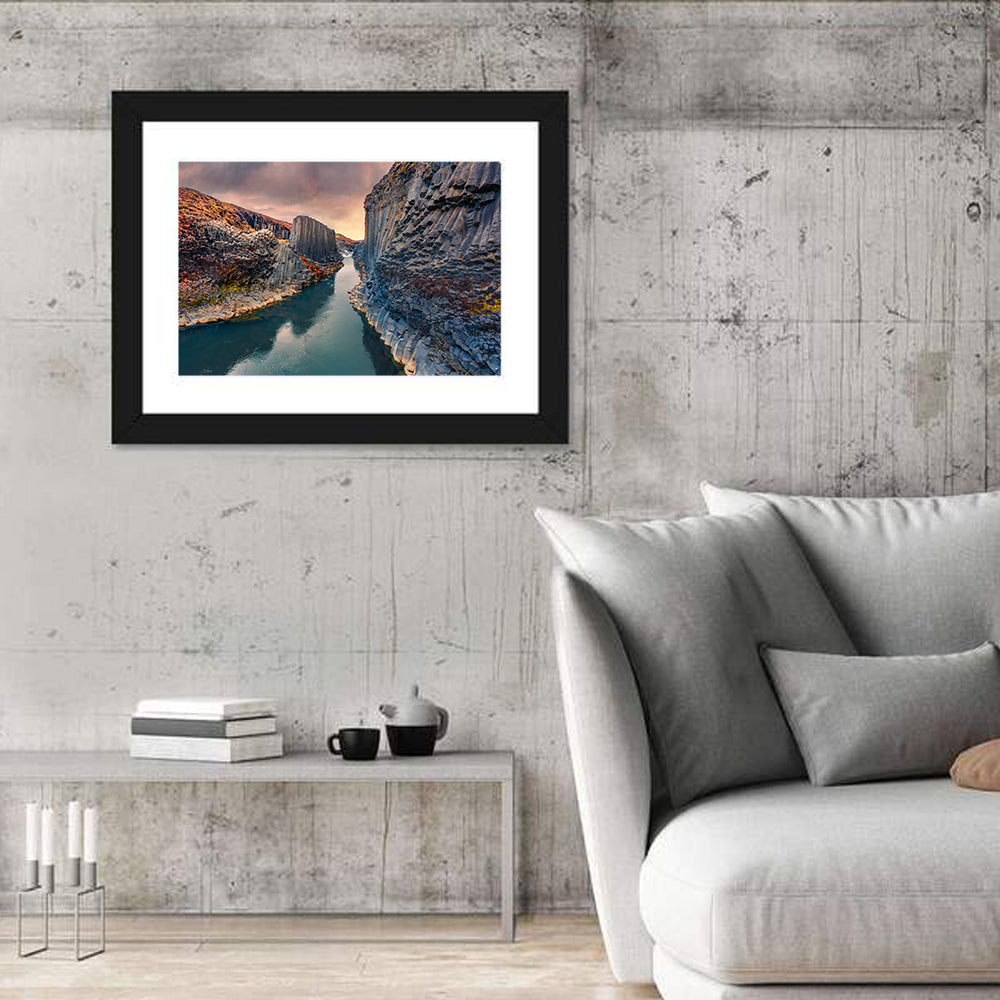 Studlagil Canyon at Sunset Wall Art in a room, landscape