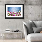 Tulips on Textured Blue Wall Art