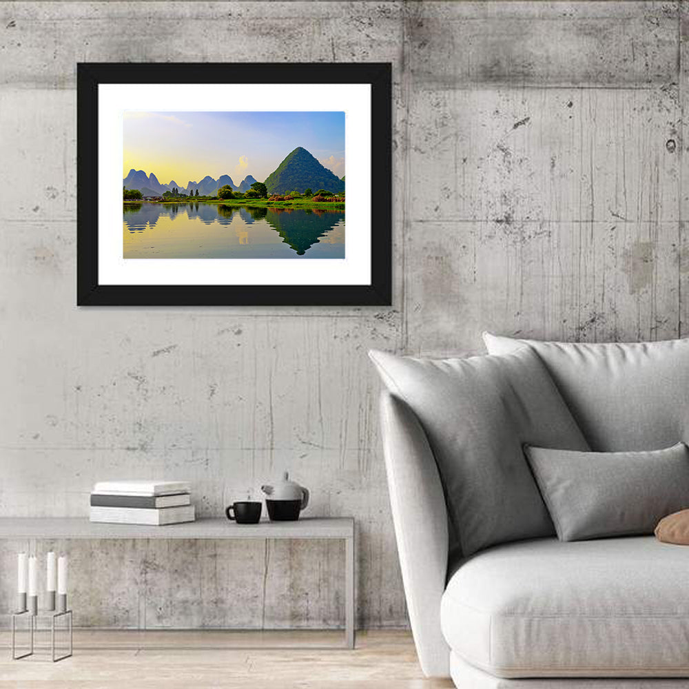 Yangshuo Reflection on Li River Wall Art in a room, landscape