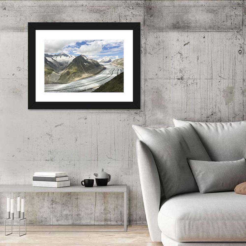 Aletsch Glacier Wall Art in a room, landscape
