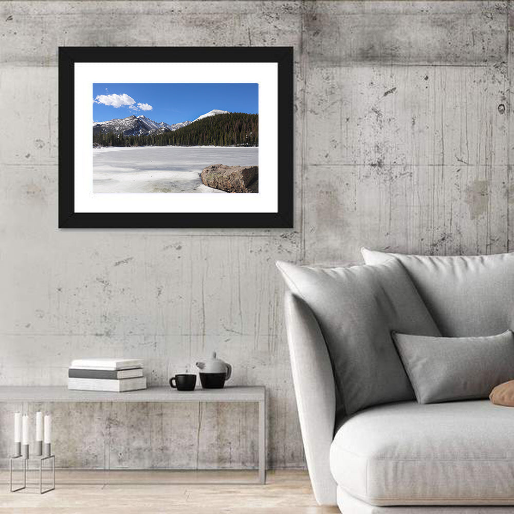 Bear Lake Winter View Wall Art in a room, landscape