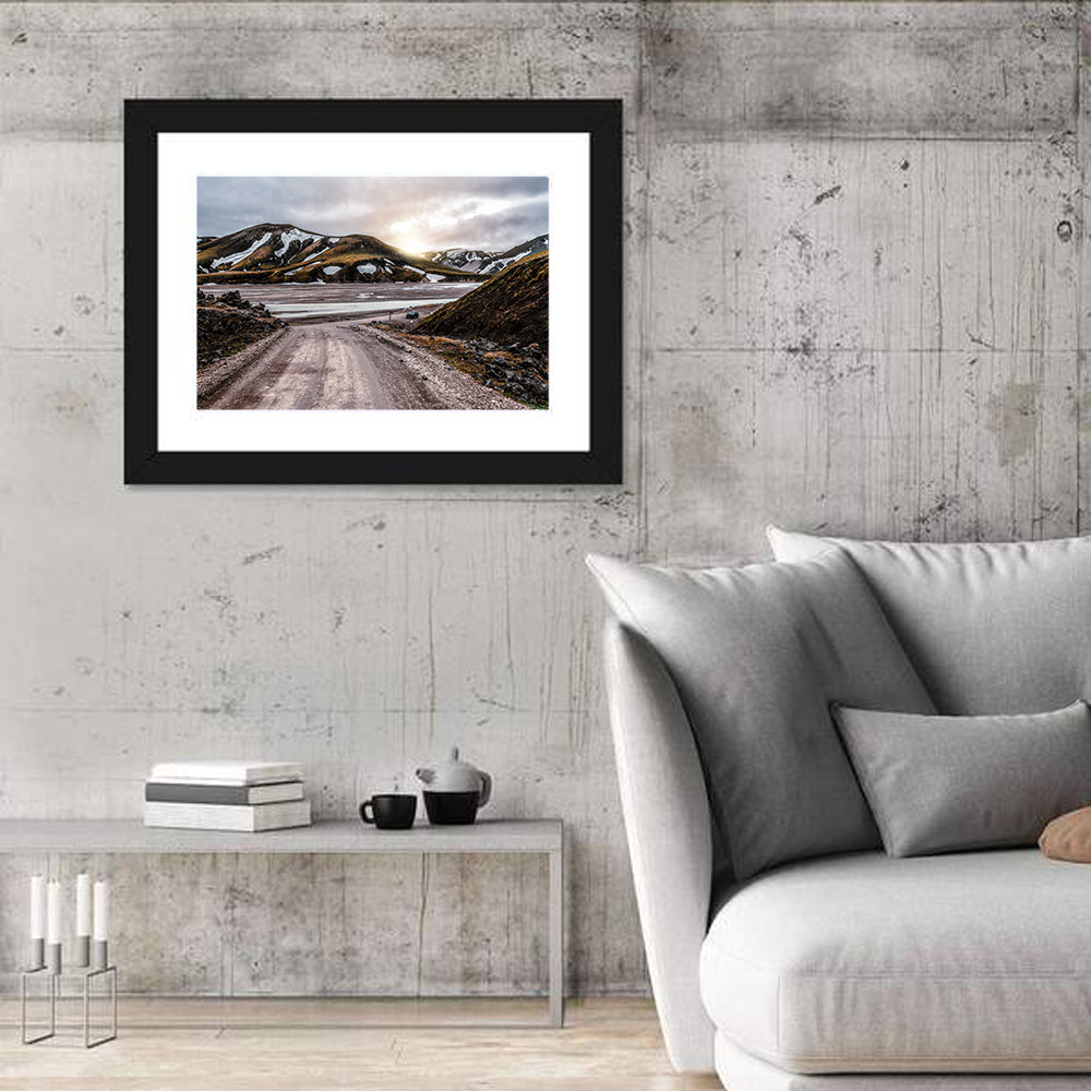 Gravel Road at Landmannalaugar Wall Art in a room, landscape
