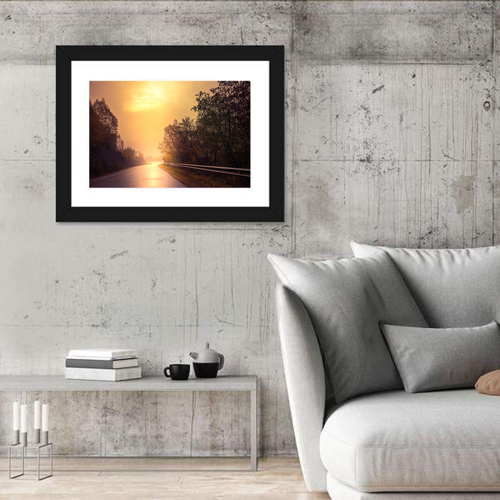 Windy Misty Forest Road Wall Art