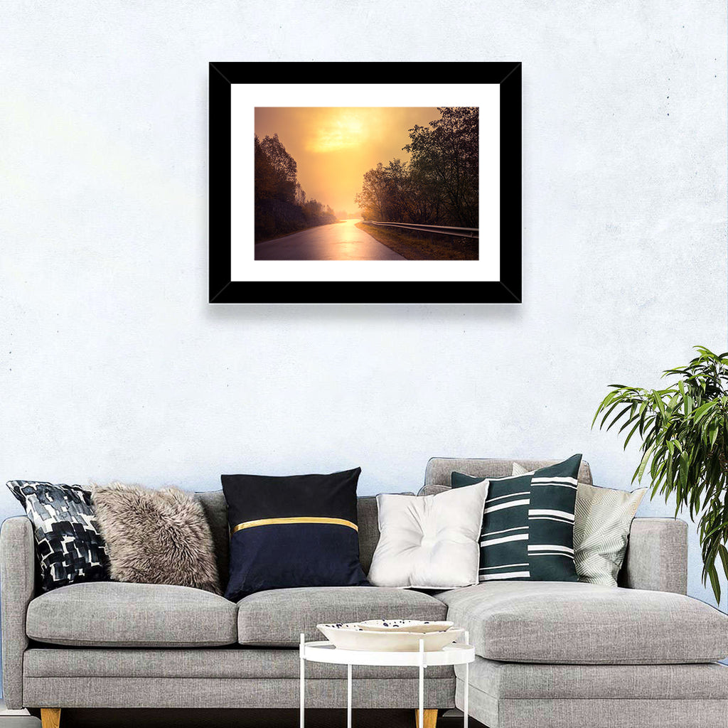 Windy Misty Forest Road Wall Art