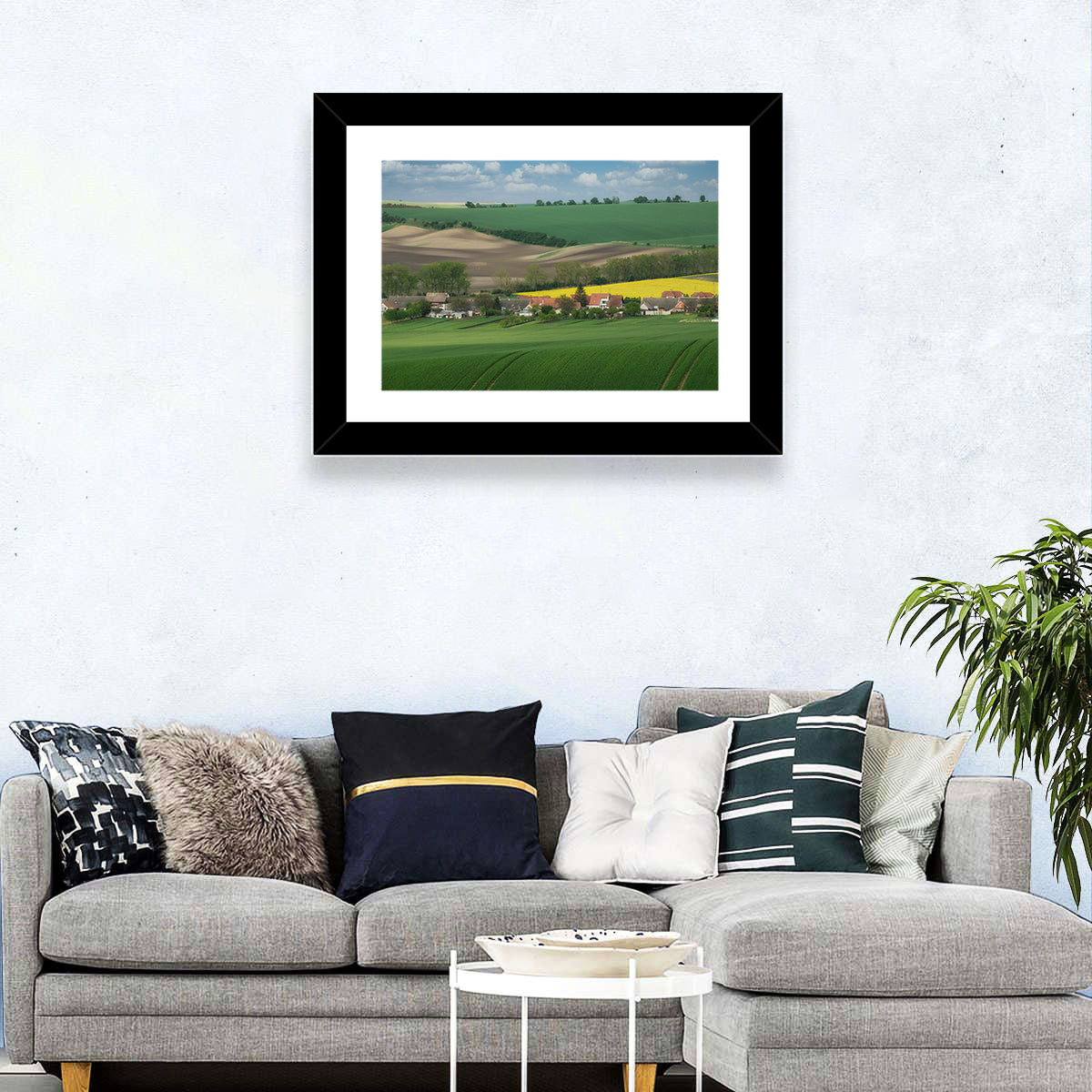 Gentle Moravian Hills Wall Art in a room, landscape