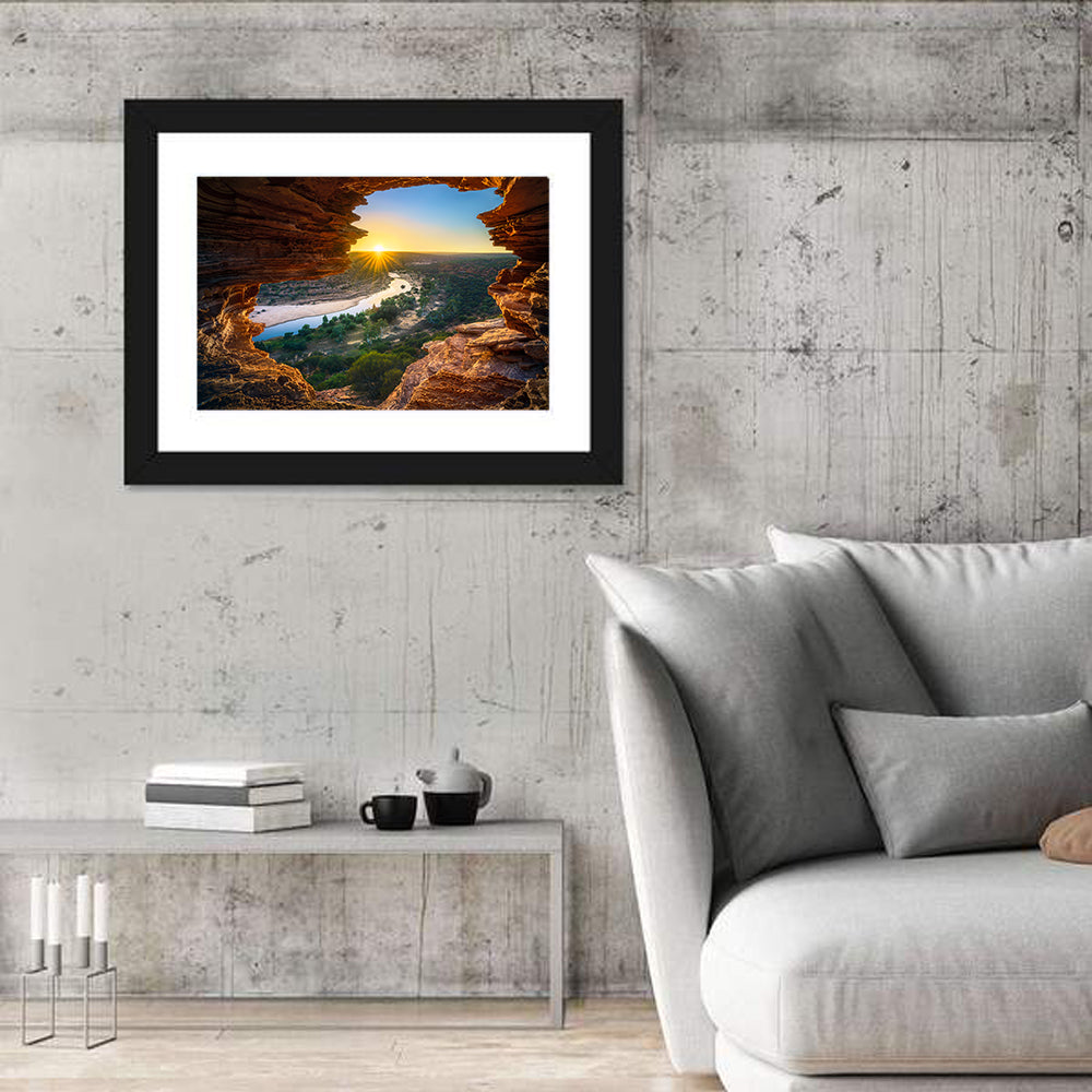 Nature's Window Sunrise, Kalbarri Wall Art in a room, landscape