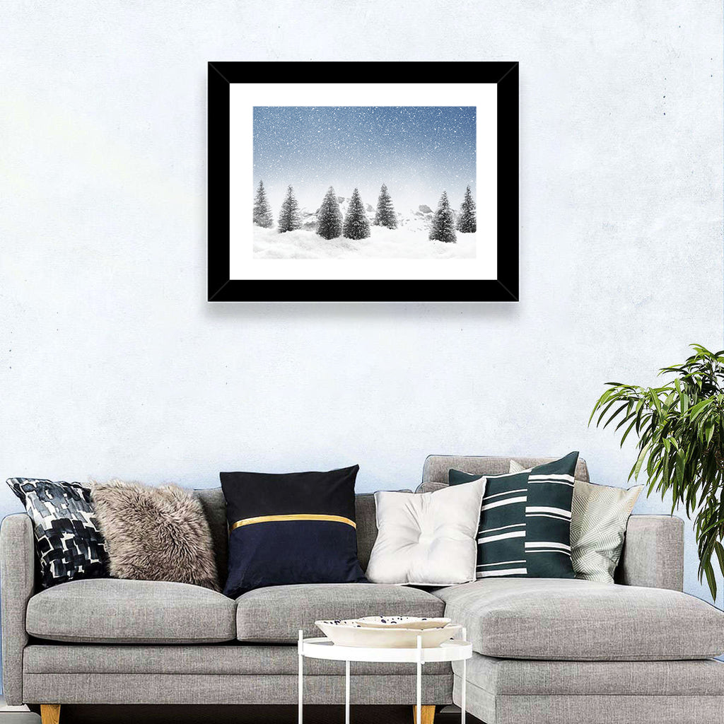 Winter Pine Trees Landscape Wall Art