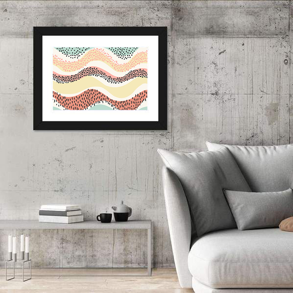 Pastel Pond Waves Wall Art in a room, landscape