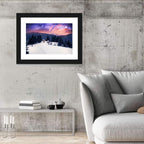 Starry Winter Cabins Under the Milky Way Wall Art