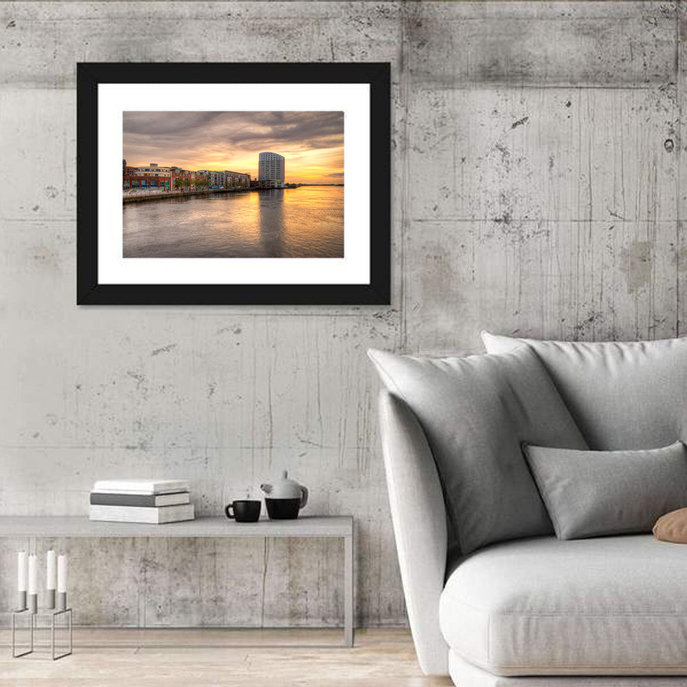 Limerick Riverside at Dusk Wall Art in a room, landscape