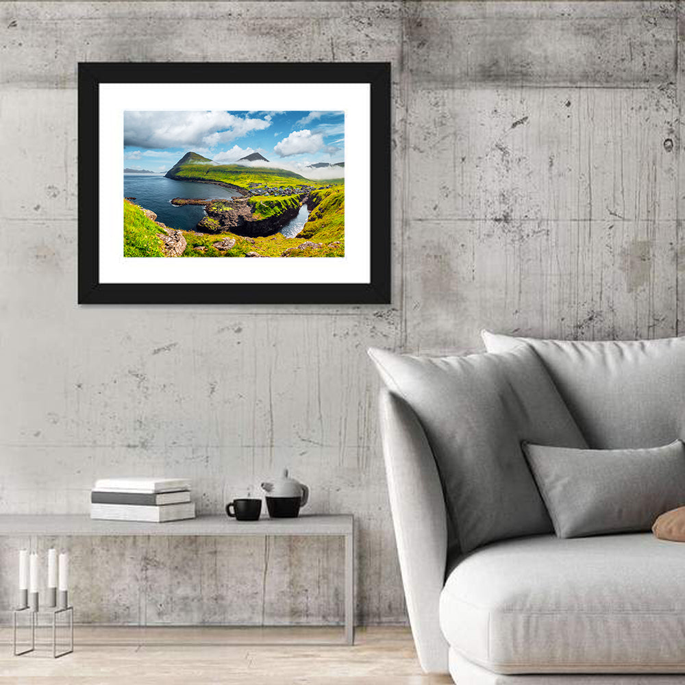 Gjógv Harbor Coastal Village Wall Art