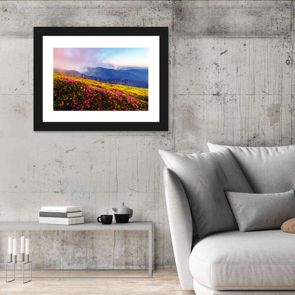 Alpine Rhododendron Meadow at Golden Hour Wall Art