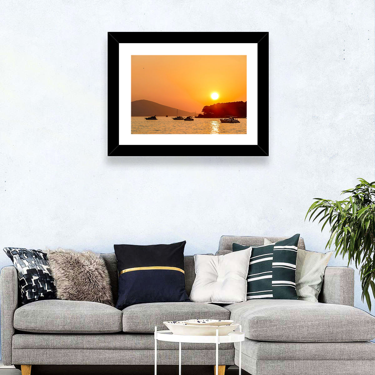 Golden Harbor Sunset Wall Art