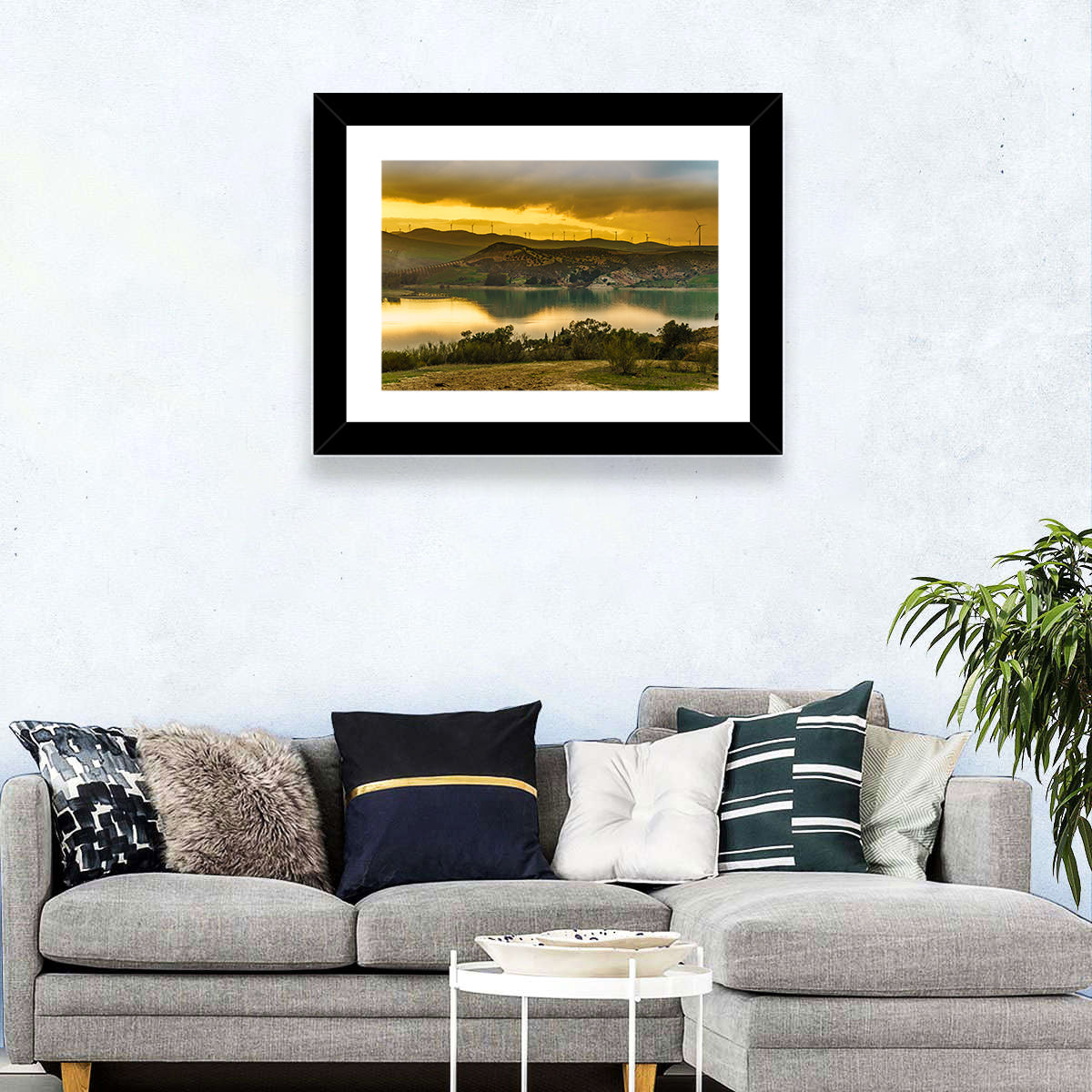 Andalucia Wind Farm at Golden Hour Wall Art in a room, landscape