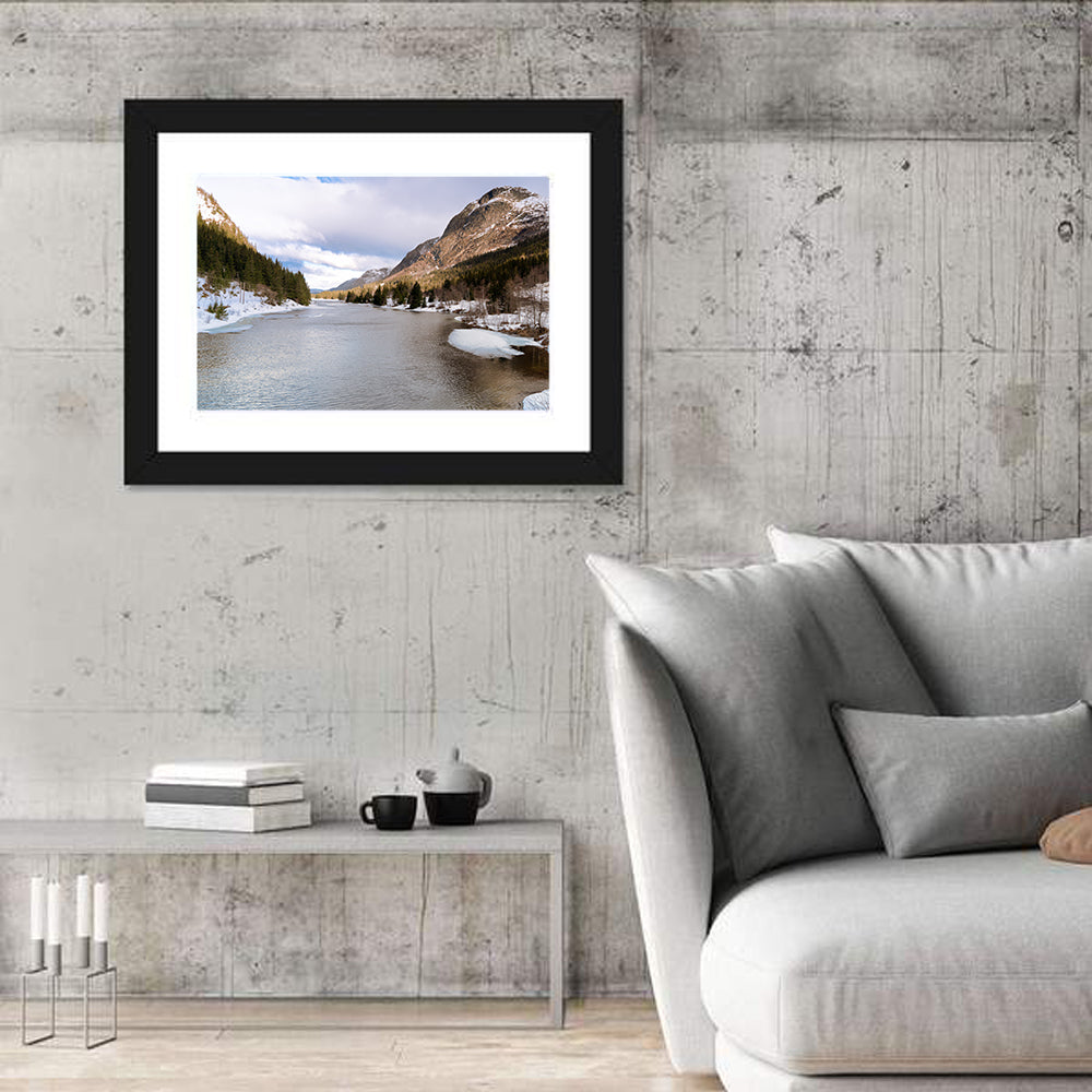 Grungevatn Winter River and Lake Wall Art in a room, landscape