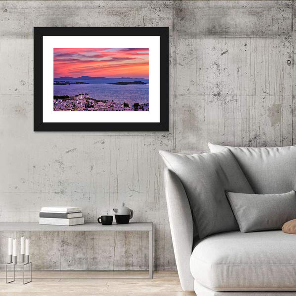 Mykonos Windmills at Sunset Wall Art