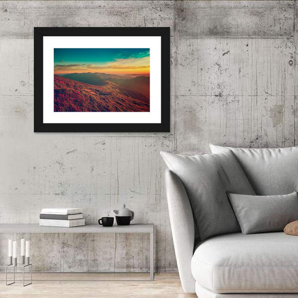 Alpine Rhododendrons at Golden Sunrise Wall Art in a room, landscape