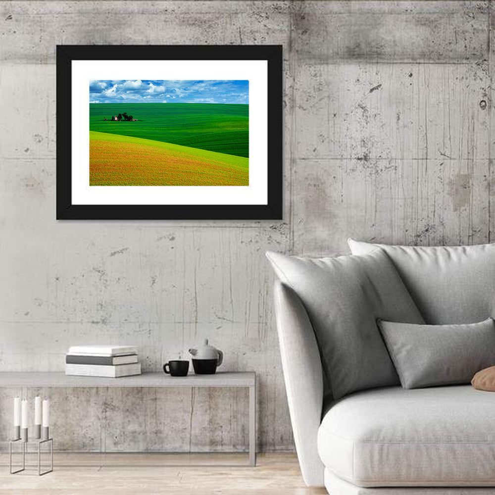 Golden Field and Green Hillside Wall Art