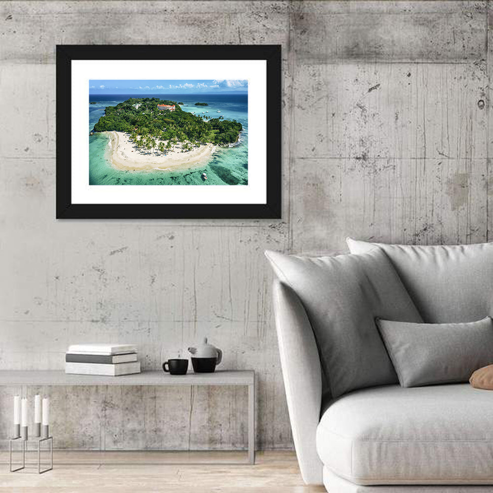 Cayo Levantado Aerial Beach Resort Wall Art in a room, landscape