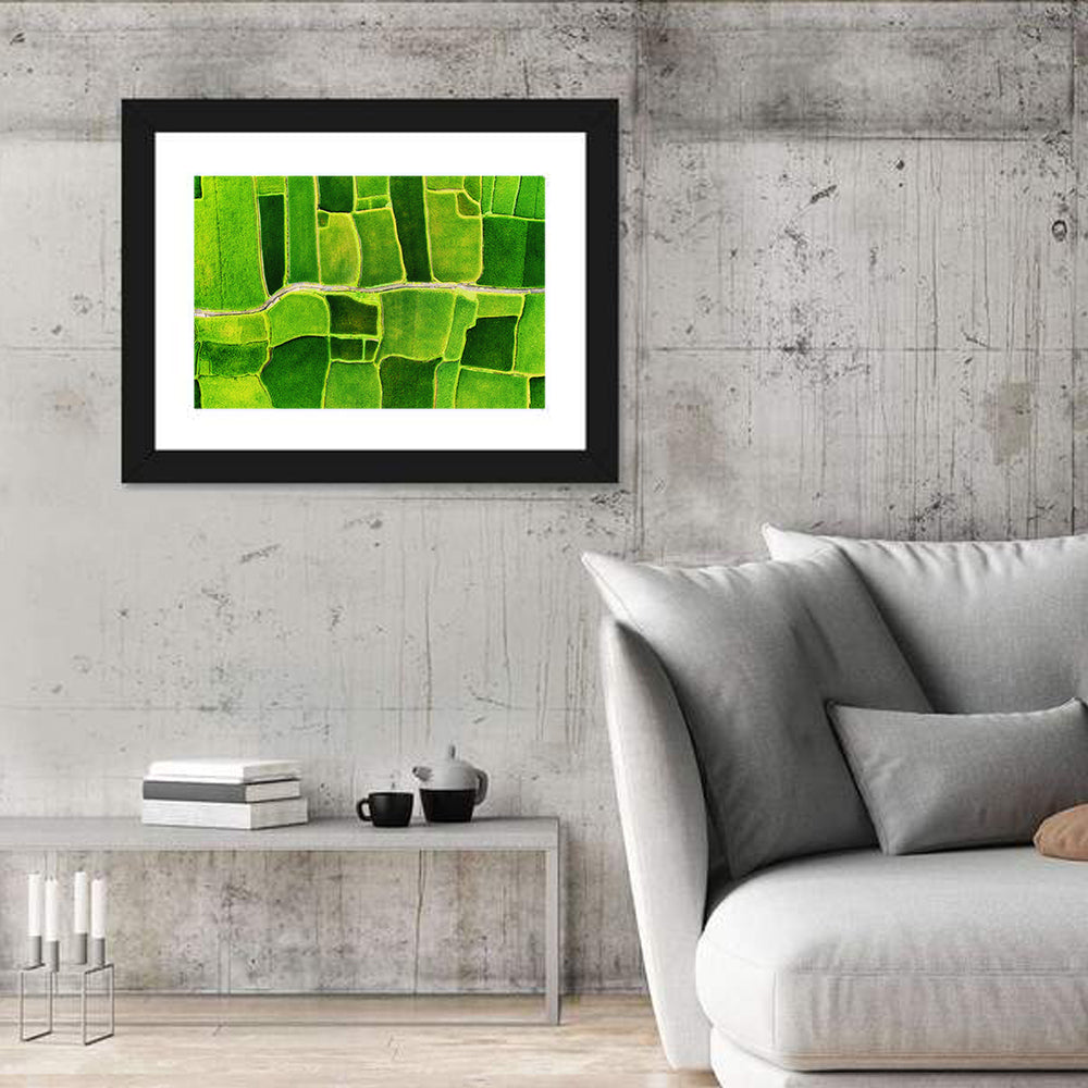 Verdant Rice Terrace Grid Wall Art