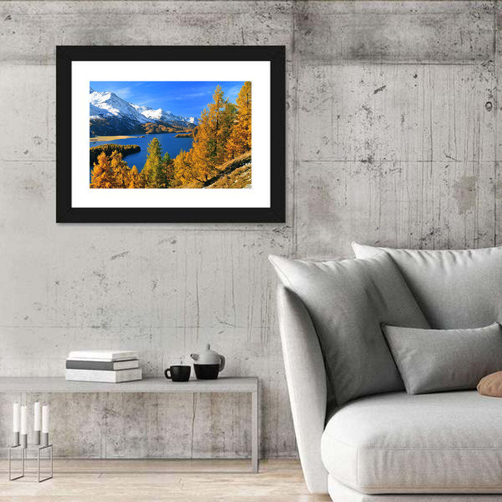 Silsersee Autumn Vista Wall Art in a room, landscape