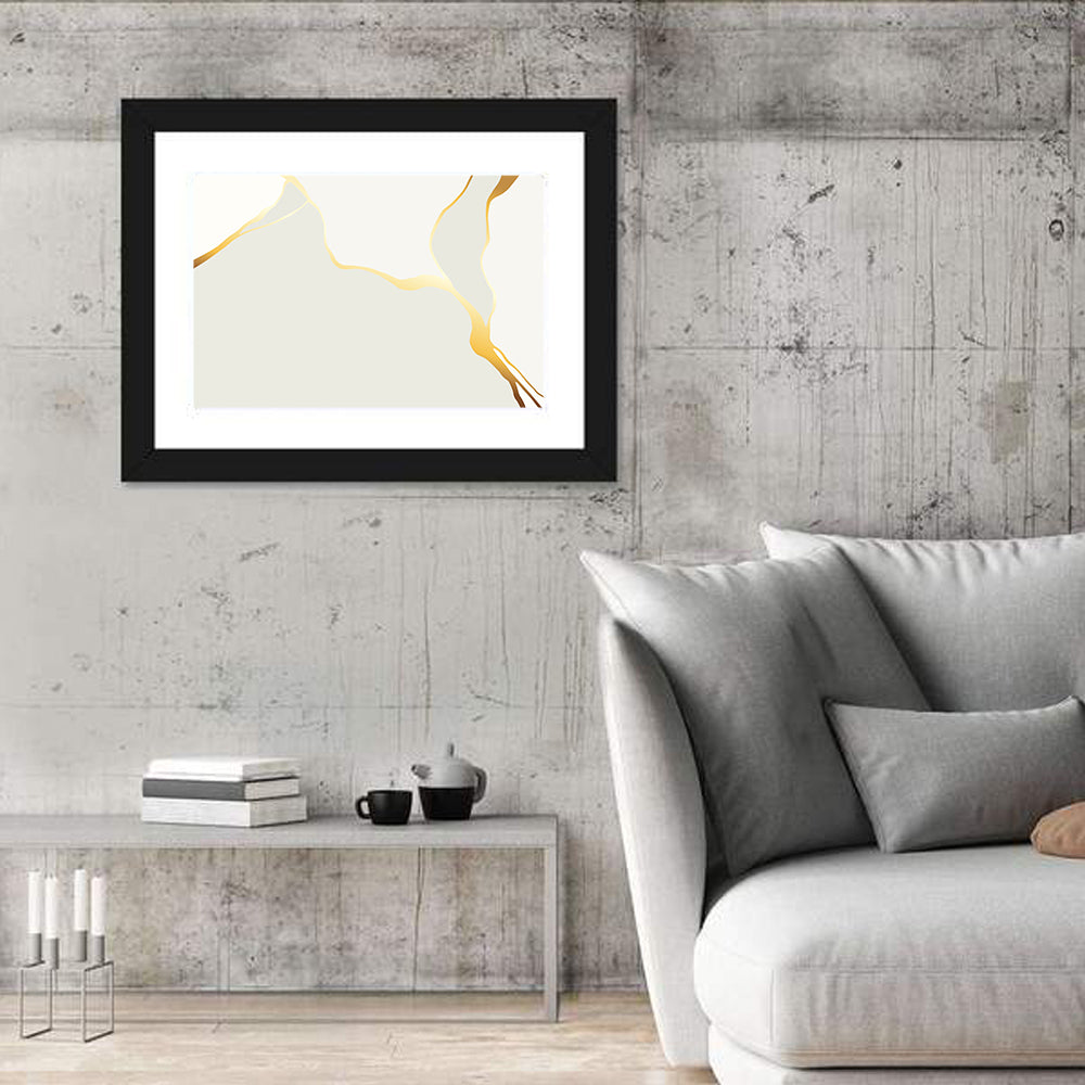 Golden Kintsugi Streams Wall Art in a room, landscape