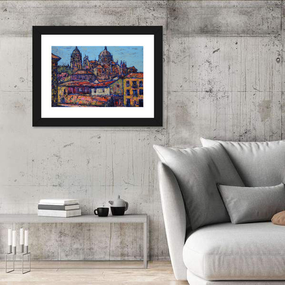 Salamanca Cathedral Rooftops Wall Art in a room, landscape