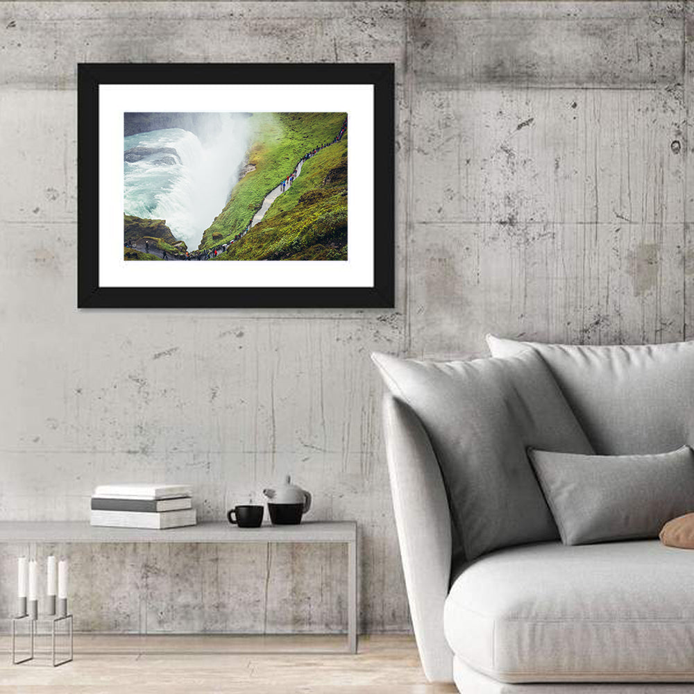 Misty Path at Gullfoss Waterfall Wall Art