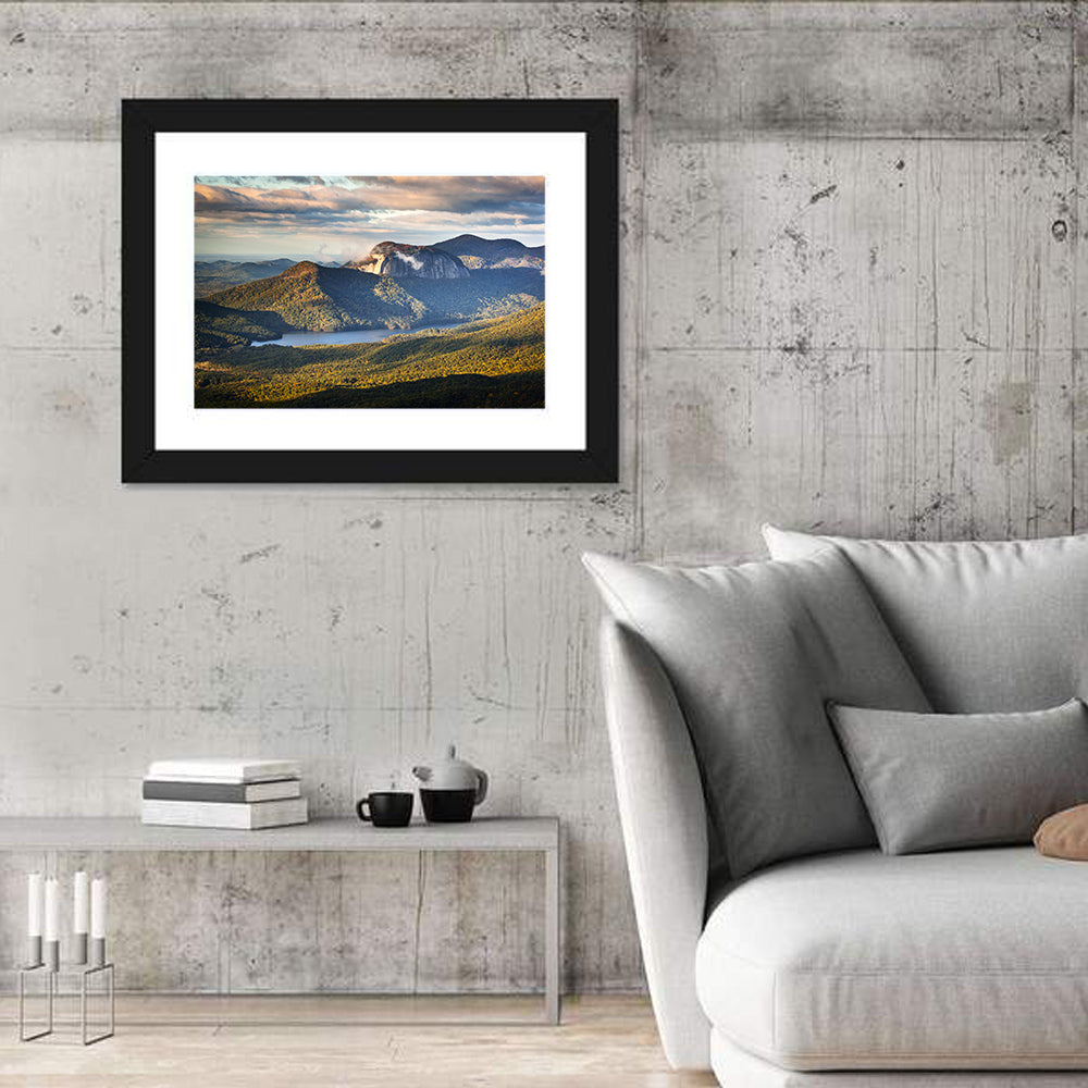Table Rock Sunrise Over Looking Glass Rock Wall Art in a room, landscape