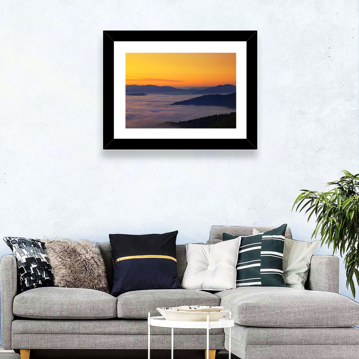 Cloudy Mountains Sunset Wall Art