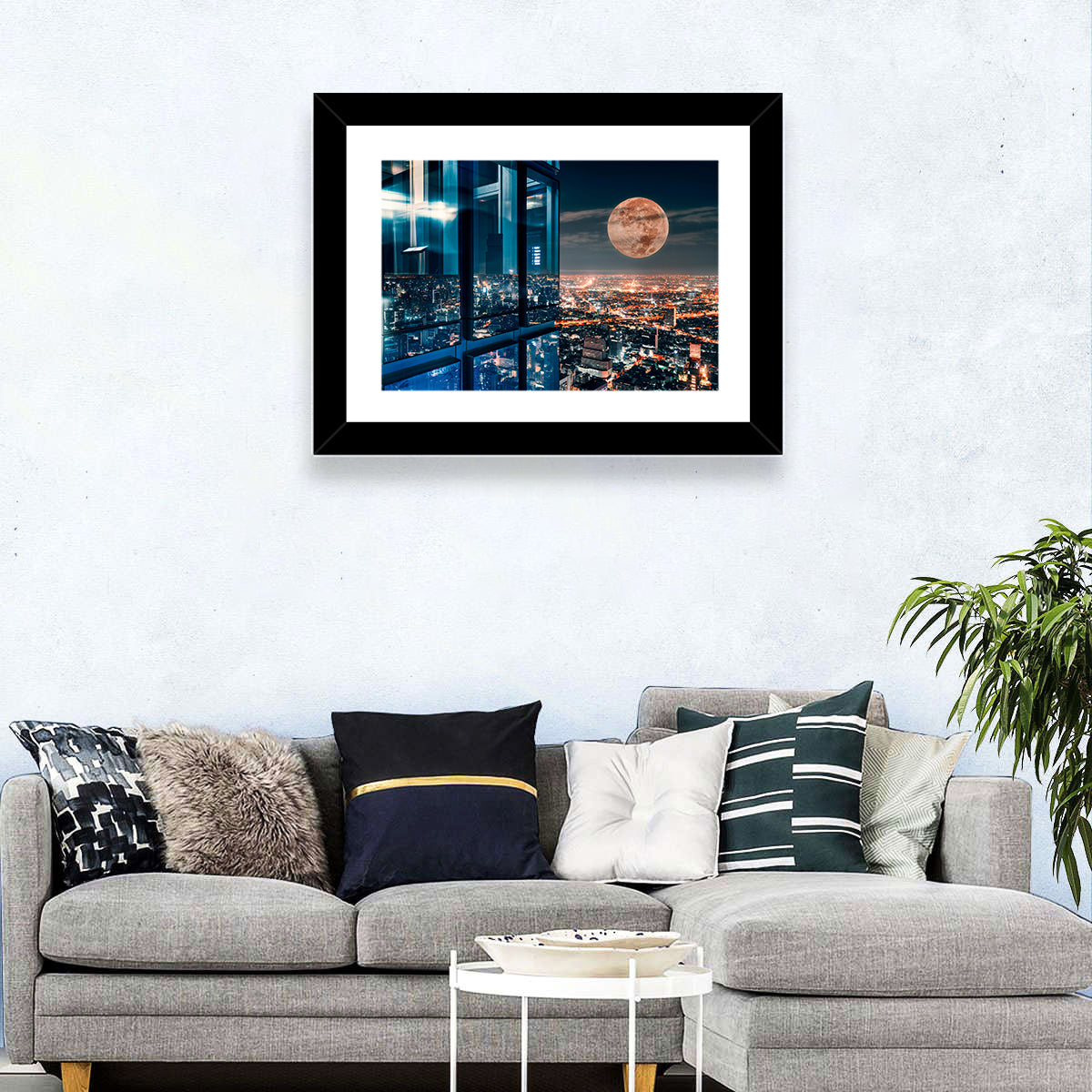 Bangkok Moonlit Skyline Wall Art