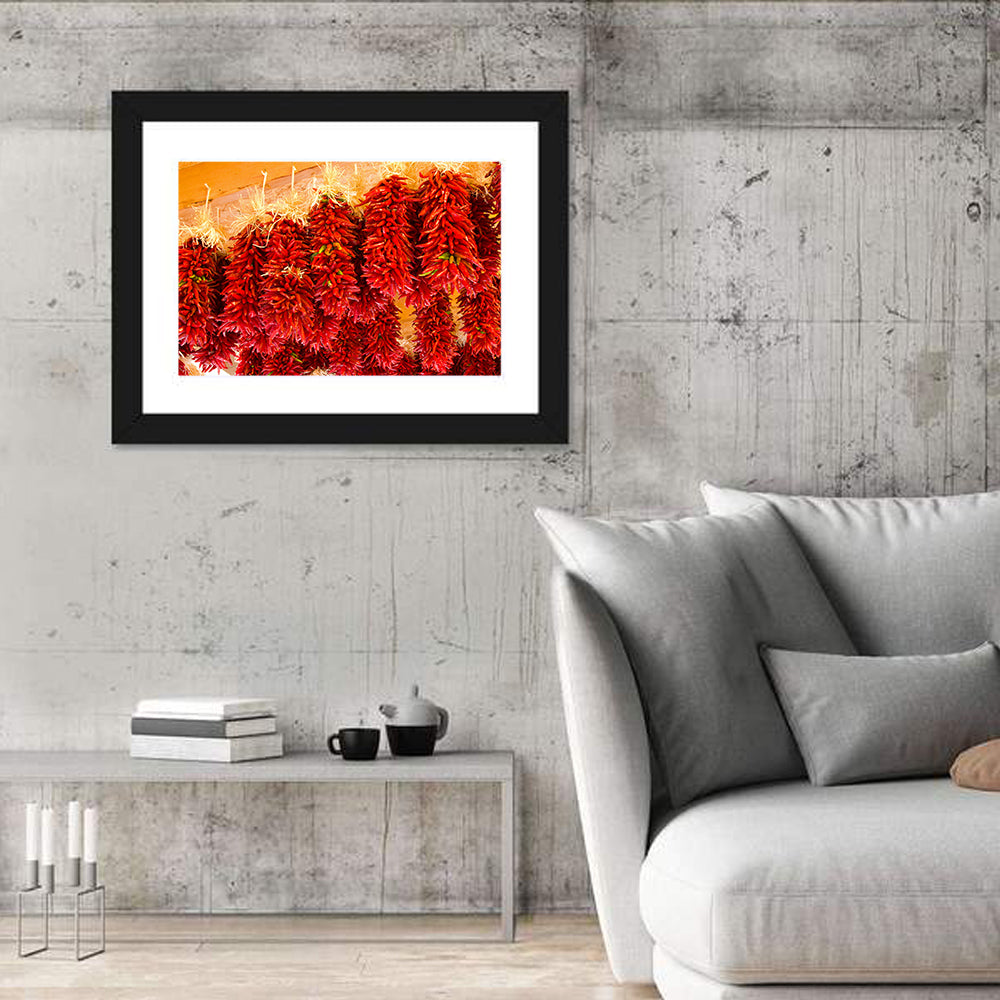 Hanging Dried Chili Peppers Wall Art