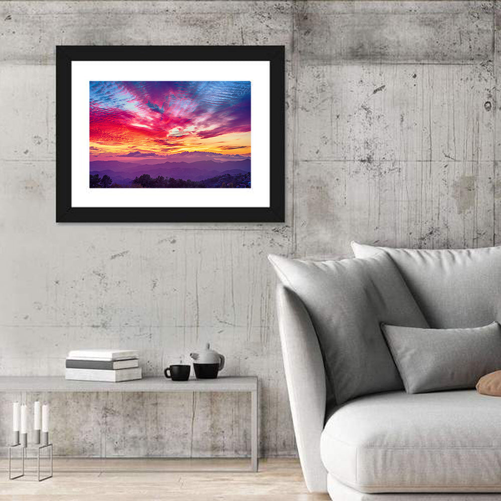 Golden Dusk Cloud Mountains Wall Art