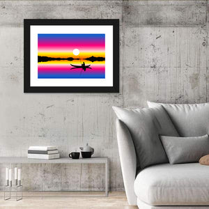 Fisherman Boat in Lake Wall Art