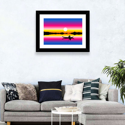 Fisherman Boat in Lake Wall Art