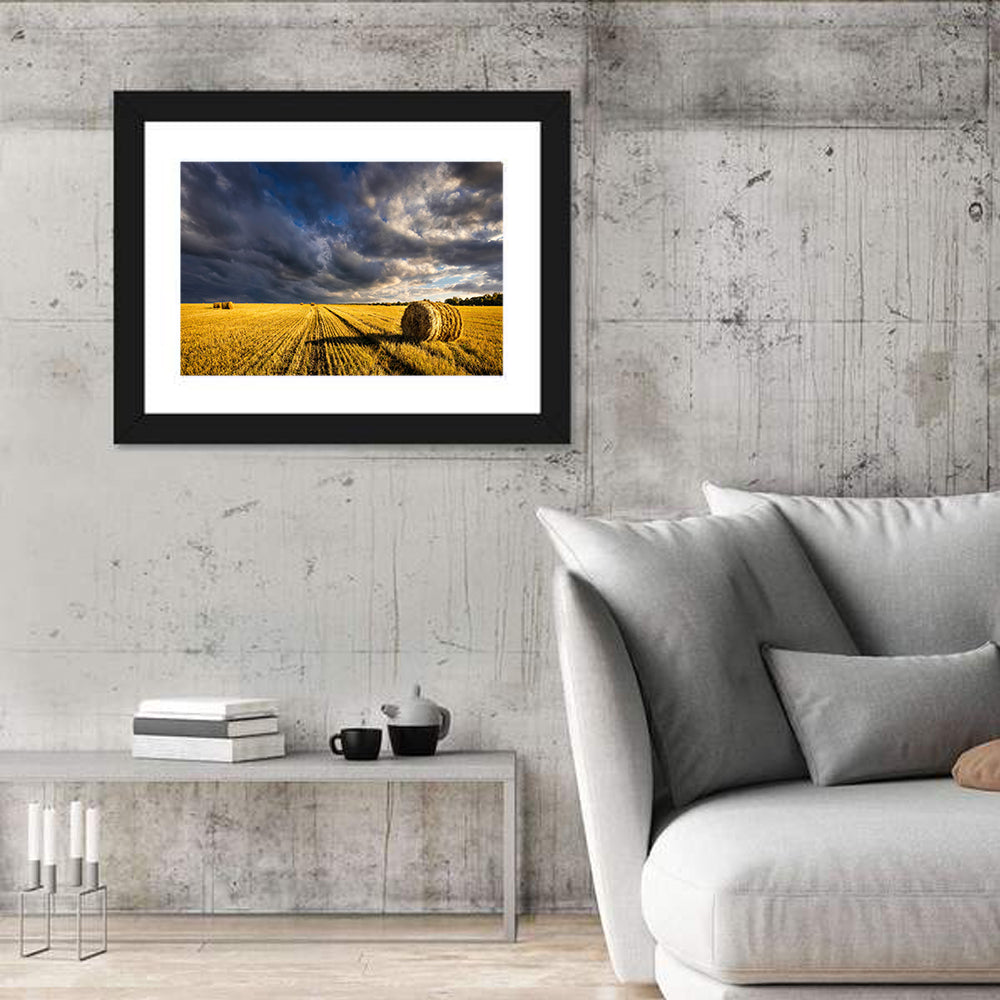 Hay Bale at Golden Hour Wall Art