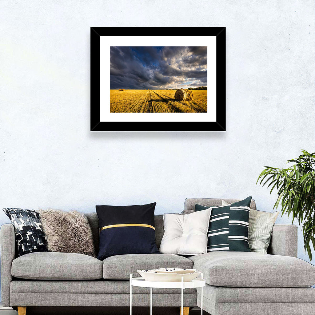 Hay Bale at Golden Hour Wall Art