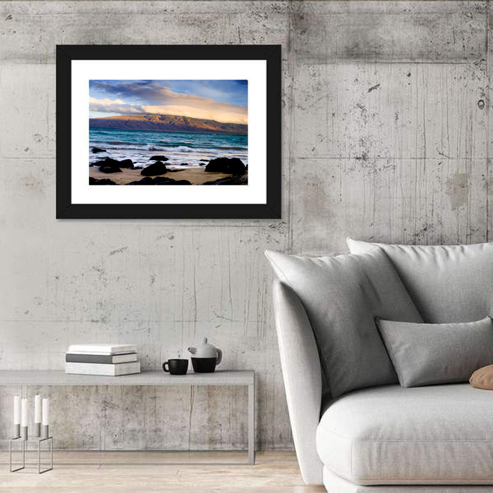 Kihei Golden Coastline Wall Art in a room, landscape