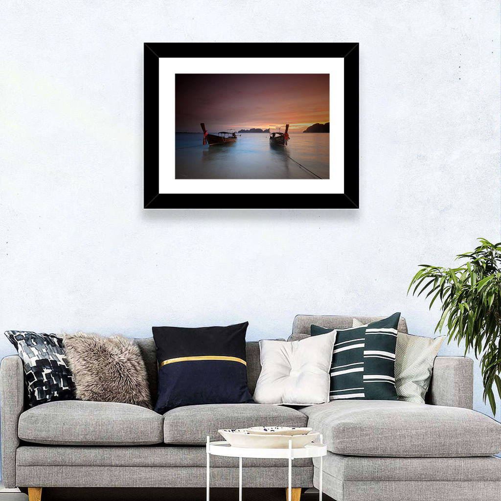 Phi Phi Longtail Boats at Golden Hour Wall Art