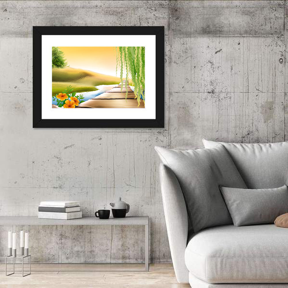 Golden Hour Willow Walkway Wall Art