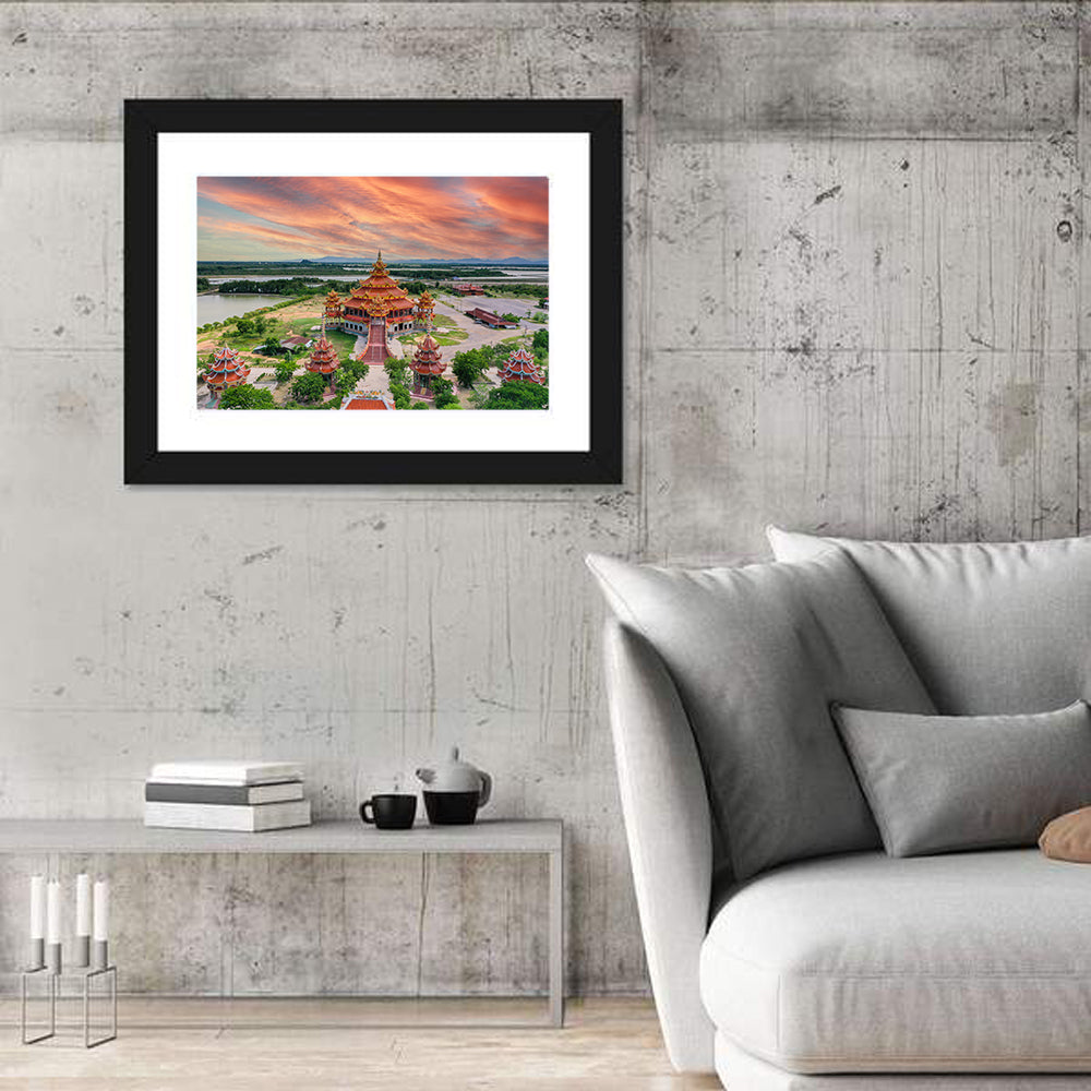 Wat Petch Suwan Temple at Sunset Wall Art in a room, landscape