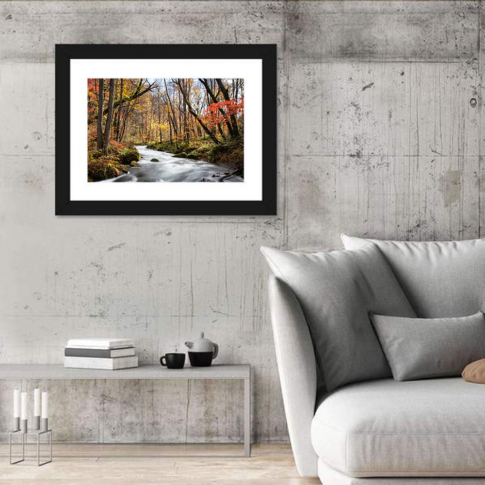 Sunlit Forest Stream Wall Art