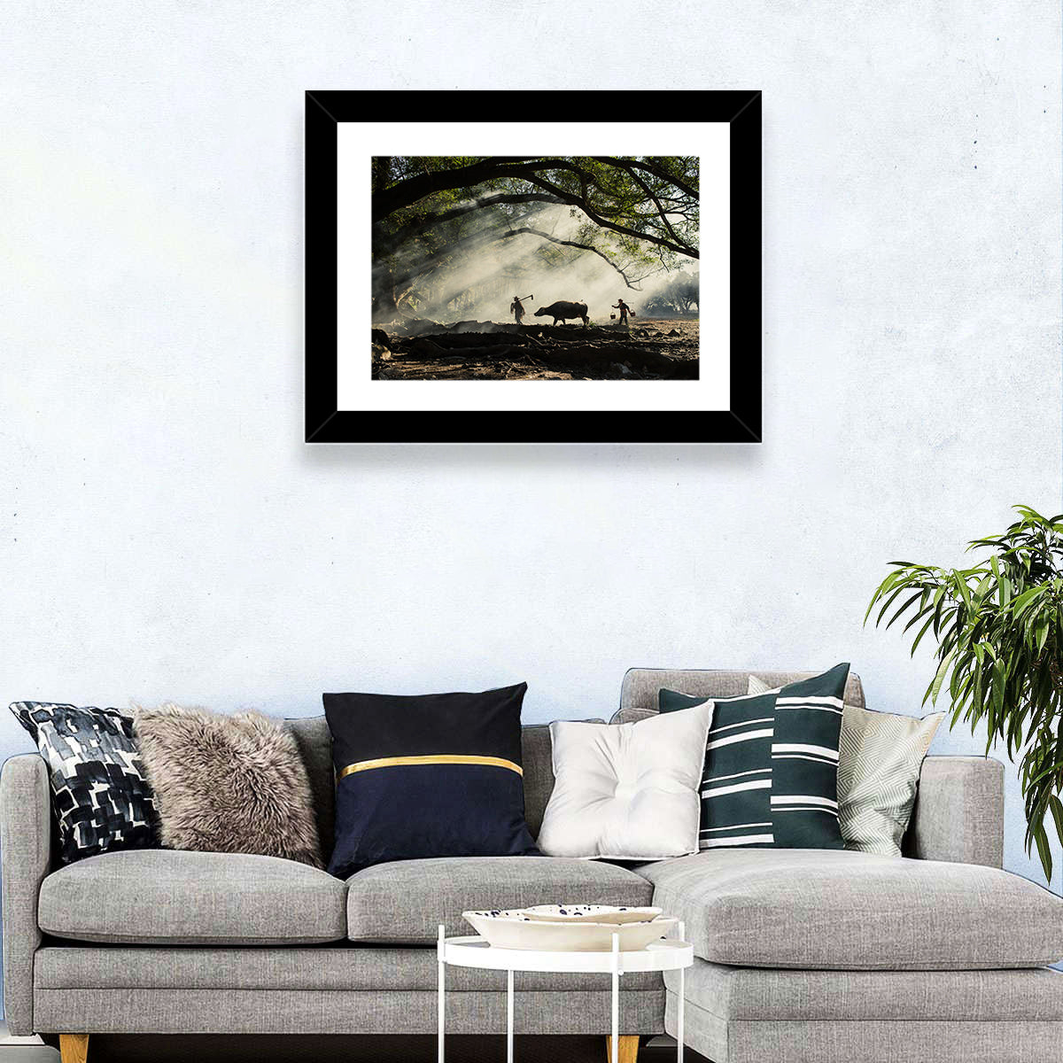 Village Morning with Buffalo Wall Art