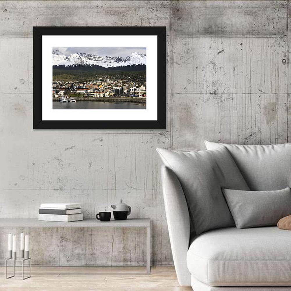 Ushuaia Harbor and Snowcapped Mountains Wall Art