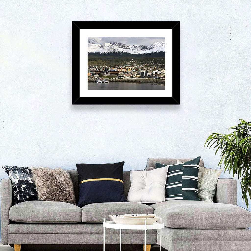 Ushuaia Harbor and Snowcapped Mountains Wall Art