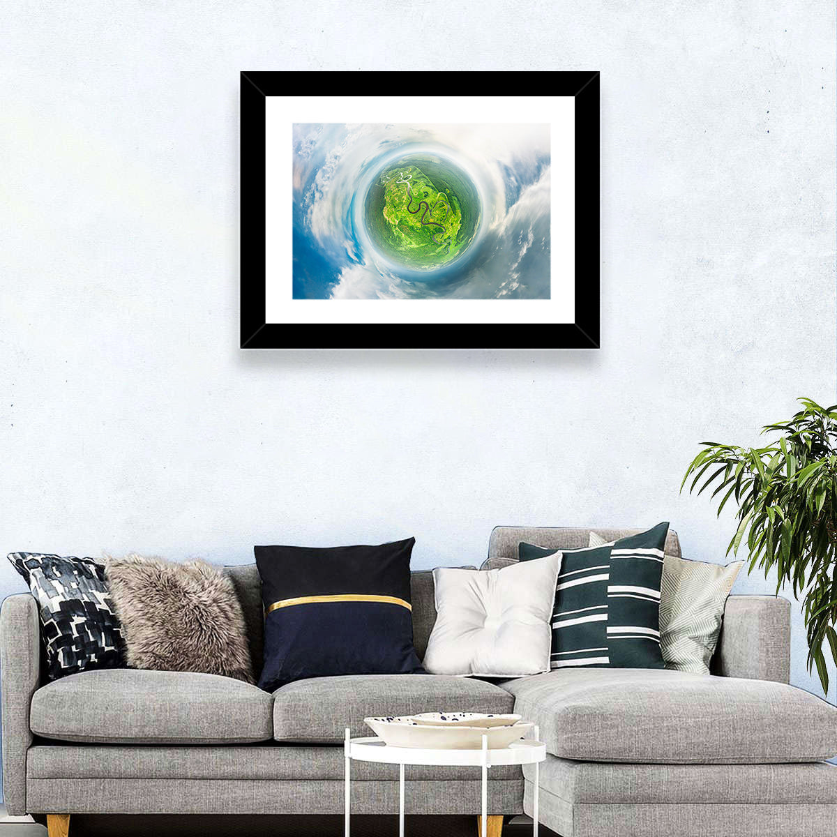 Spherical Forest from Space Wall Art in a room, landscape
