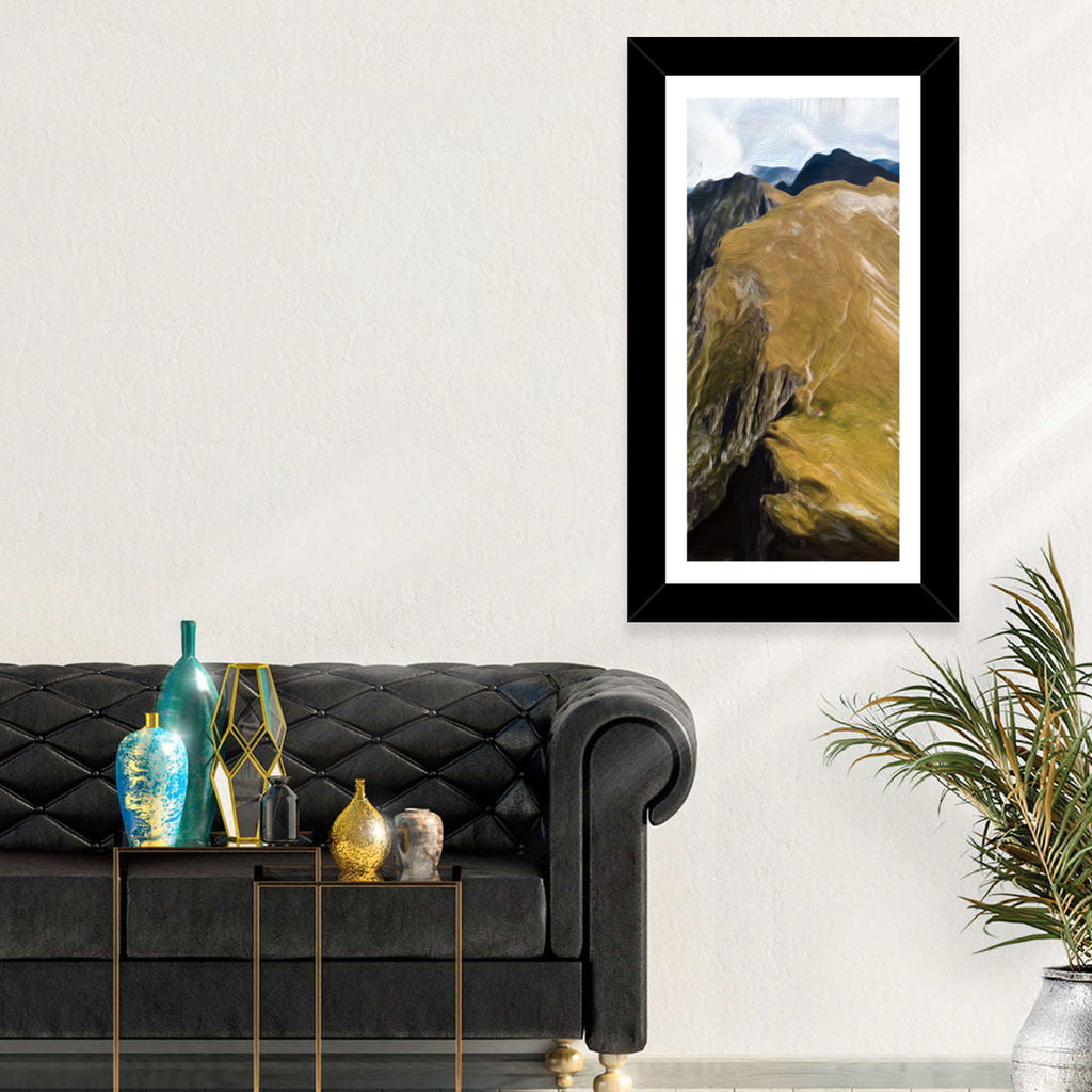Aerial Mountain Slope with Red Cabin Wall Art