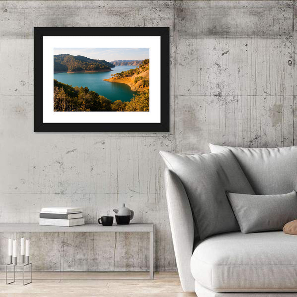 Lake Berryessa Peninsula View Wall Art in a room, landscape