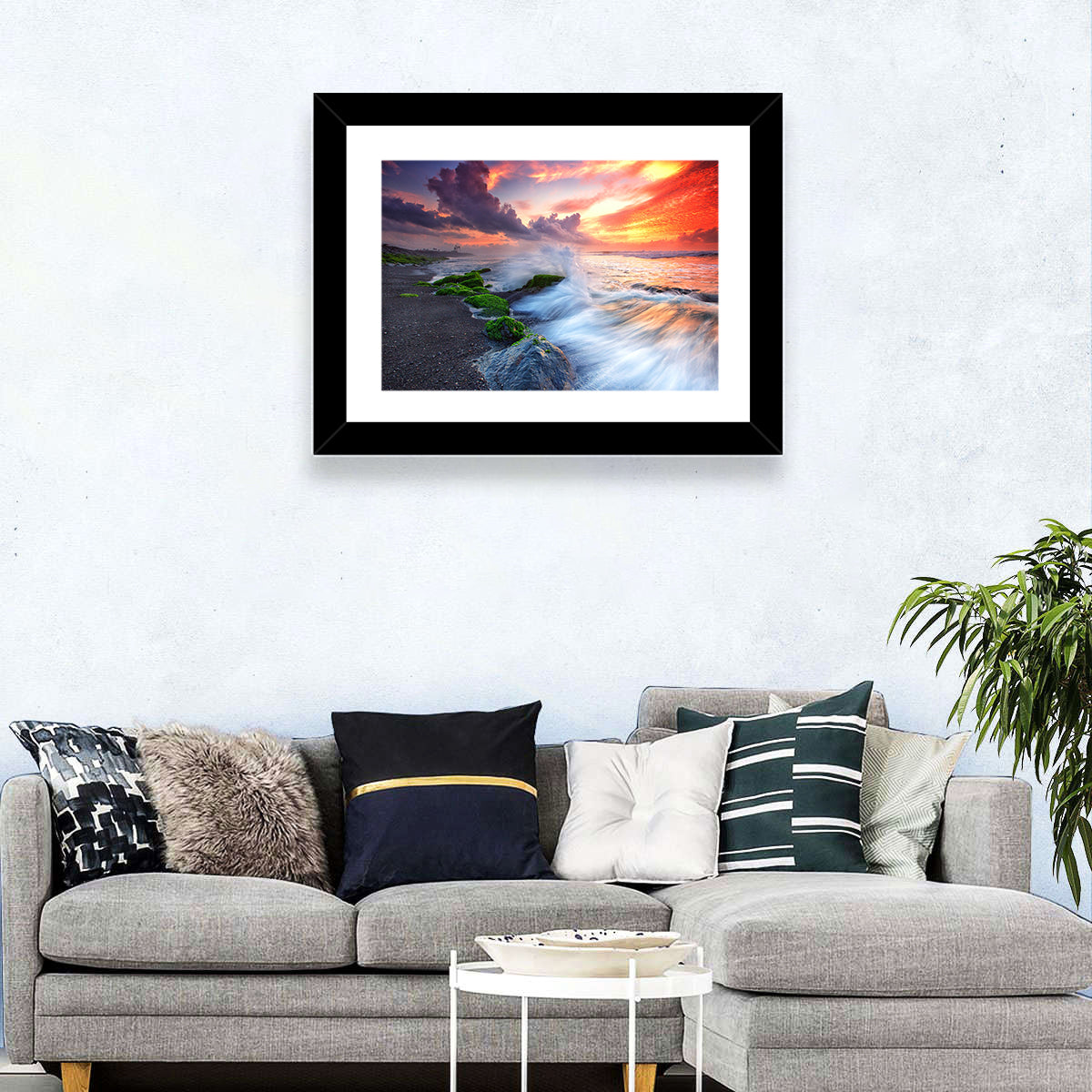 Waves & Burning Sky Wall Art